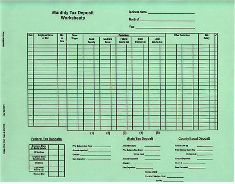 Item 10335/MT-Green MONTHLY TAX DEPOSIT (set of 12) 01/25