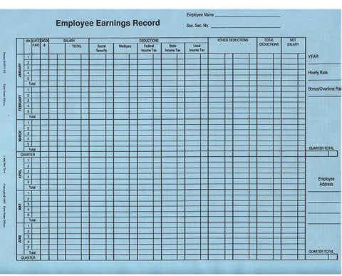 Item 10335/EE-blue   EMPLOYEE EARNINGS RECORDS (set of 10) 01/25