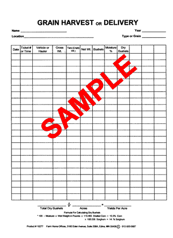 Item 10275 SINGLE GRAIN HARVEST PAD 5-1/2 X 8-1/2 (1104)
