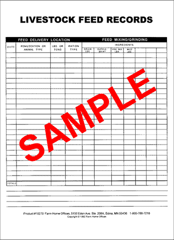 Item 10270 SINGLE LIVESTOCK FEED PAD 8-1/2 X 11
