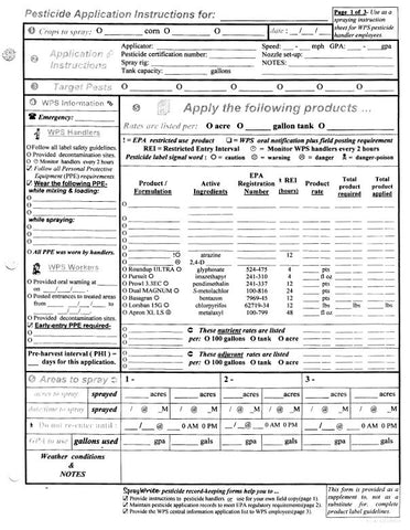 Item 10601   SPRAYWRITE FOR VEGETABLE CROPS - BOOKLETS OF 50 - 3 PART CARBONLESS FORMS
